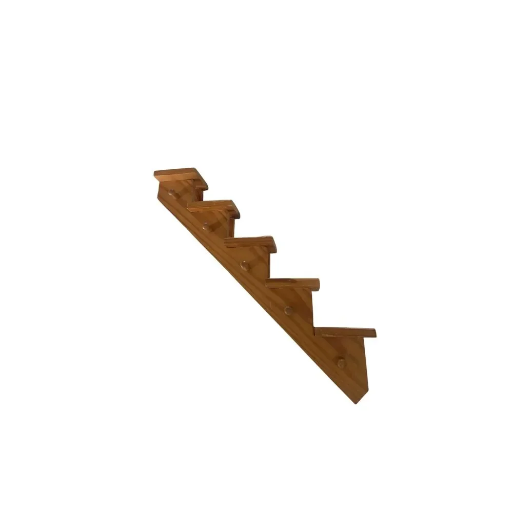 VTG Wood Floating Staircase Wall Shelf Cup Pegs Cottagecore Farmhouse